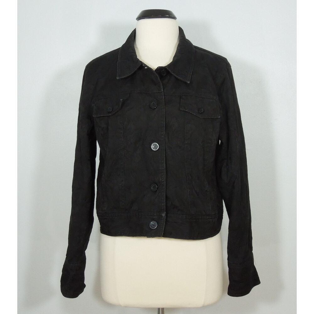 MARSHALL FIELDS Jacket size 16 Womens Black Floral Print